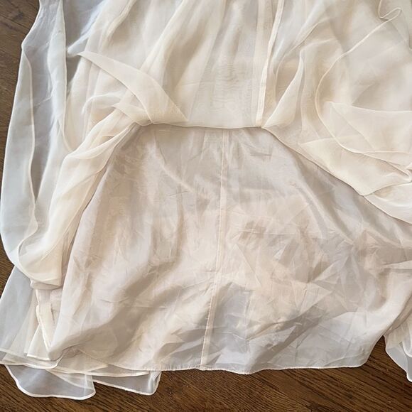 Homemade/handmade light tan double layer polyester full midi skirt - Picture 8 of 8